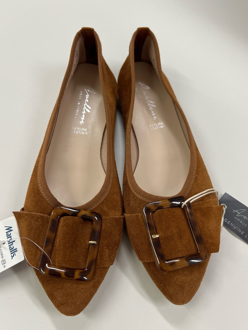 Avellini Brown Suede Flats with Buckle Size 8